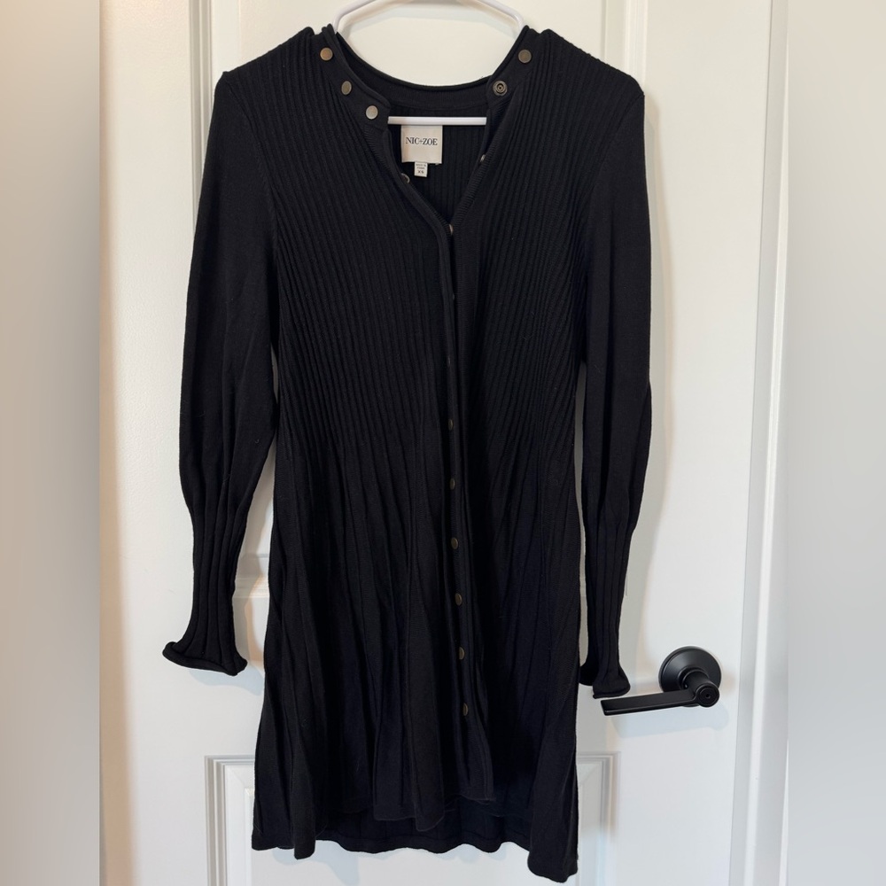 NIC+ZOE Black Ribbed Long Sleeve Dress